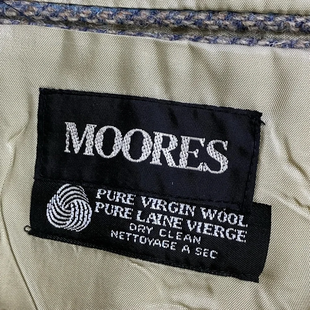 Vintage Harris Tweed Moores Classic Grey Herringbone Wool Blazer 38L Academia - Picture 4 of 16
